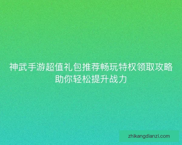 神武手游超值礼包推荐畅玩特权领取攻略助你轻松提升战力