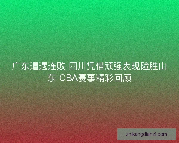 广东遭遇连败 四川凭借顽强表现险胜山东 CBA赛事精彩回顾
